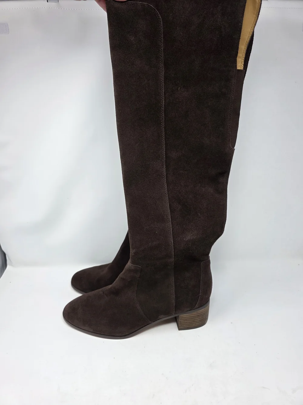 Corso Como Brown Suede Knee High Boots Women’s 11M Side Zip Block Heel Tall Boot
